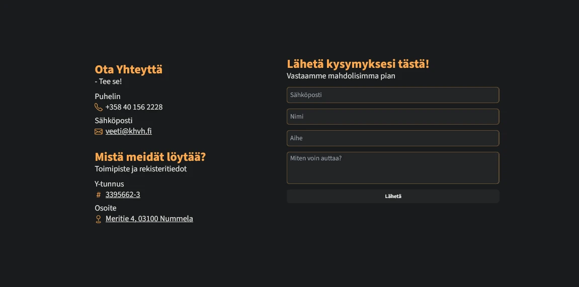 Yhteystiedot ja yhteydenottolomake