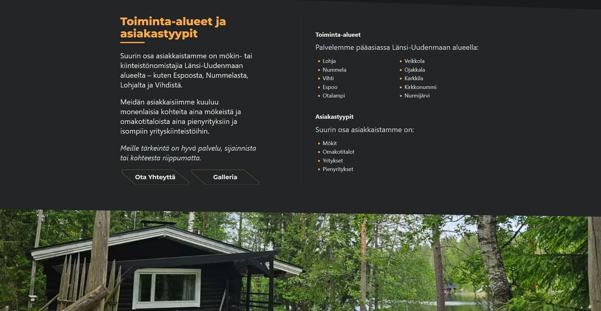 Toiminta-alueet ja asiakastyypit